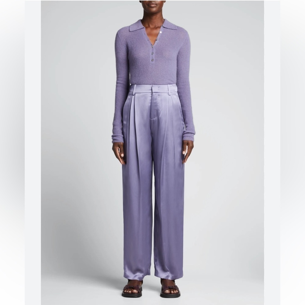 NWT Vince pleat front satin trousers 💜 Size 10 - Picture 3 of 12